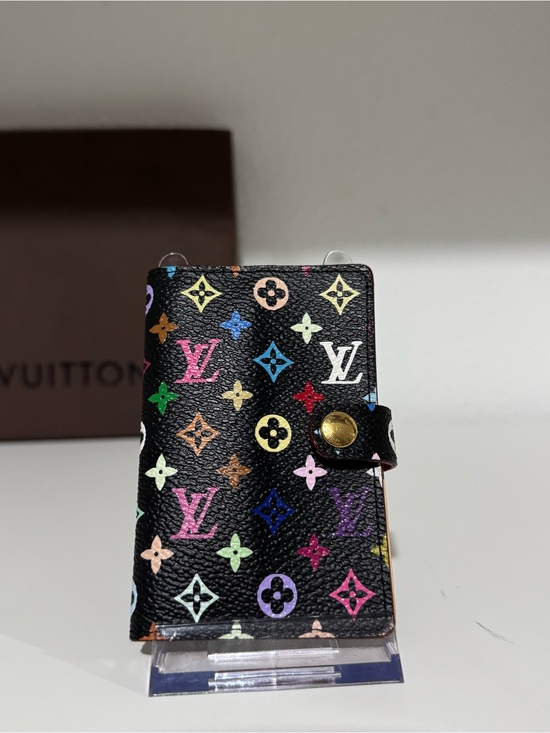 Louis Vuitton Accessories - Louis Vuitton Black Multicolor Monogram Card Holder Vintage Murakami
